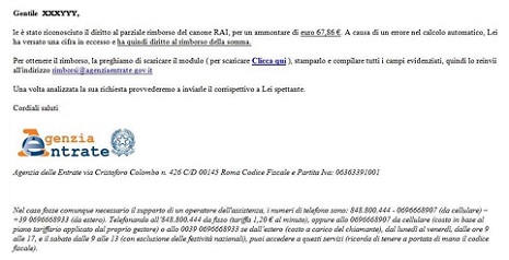 Attenzione alle finte email che promettono il rimborso del canone Rai